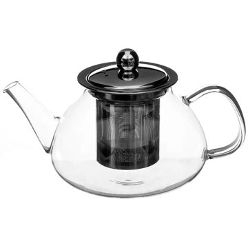 Theepot - glas/rvs - met filter - 800 ml