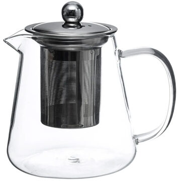 Theepot - glas/rvs - met filter - 800 ml