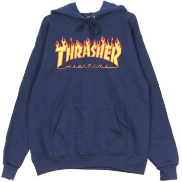 Thrasher  FLAME HOODIE - NAVY BLUE