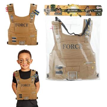 Toi-Toys Militair kogelwerend vest verkleed speelgoed voor kinderen 42 x 30 cm - Carnavalskostuums Bruin