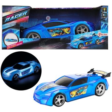 Toi-Toys raceauto 12 cm blauw met licht en geluid