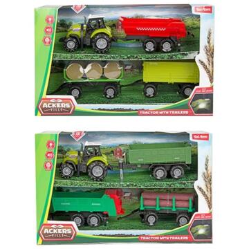 Toi-Toys Toi Toys Tractor set met 3 trailers 10cm verschillende