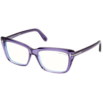 Tom Ford Blauw Blok Brilmontuur Transparant Violet Tom Ford , Purple , Unisex - 56 MM