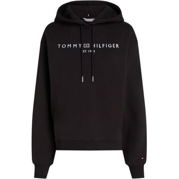 Tommy Hilfiger Comfort Gebreide Hoodie Tommy Hilfiger , Black , Dames - L,M,S,Xs