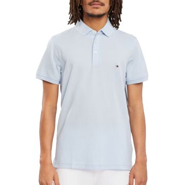 Tommy Hilfiger Slim fit polo van piqué katoen met logoborduring Lichtblauw