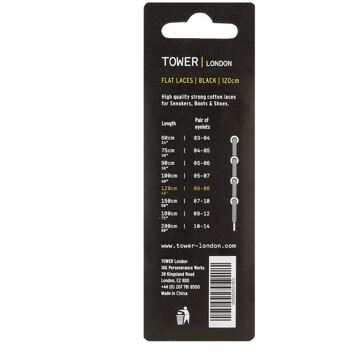 Tower London Zwarte platte veters (120cm)