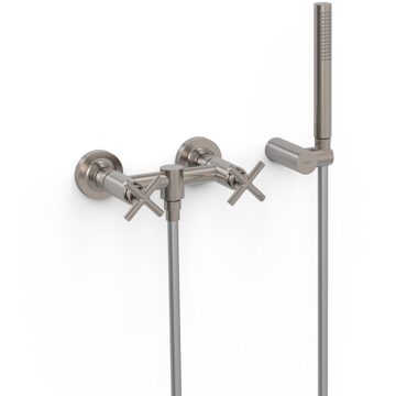 Tres Douchemengkraan Tres Mont Blanc 2-Kruisgreep met Staafhanddouche RVS Look Tres