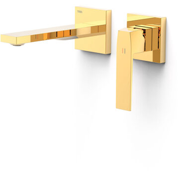 Tres Wastafelmengkraan Inbouw Tres Slim Exclusive 2 Delen Rechte Uitloop en Hendel Goud Tres
