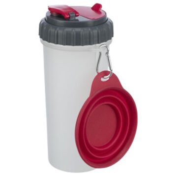 Trixie waterfles / voerfles inclusief reisbak kunststof / silicone 2x350 ml 11x11x23 cm