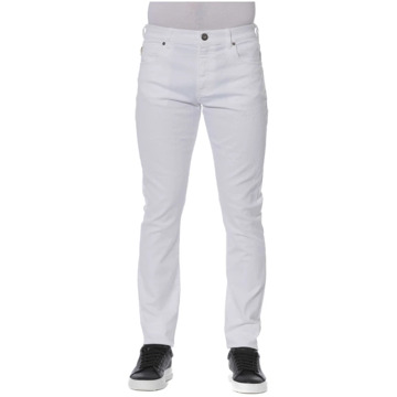 Trussardi Denim Jeans met knoop- en ritssluiting Trussardi , White , Heren - W33,W32