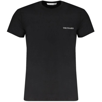 Trussardi Zwart Katoenen T-shirt met Print Logo Trussardi , Black , Heren - 2Xl,Xl,L,M,S