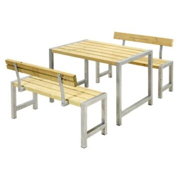 Tuinset vuren Café - Hout & Staal geïmpregneerd 2 rugleuningen - 185 x 127 x 75 cm Bruin