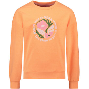 TYGO & vito Meisjes sweater - Noe - Neon koraal - Maat 110/116