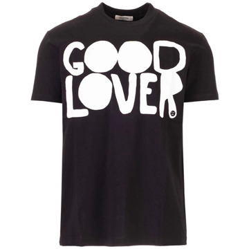 Valentino Good Lover Logo Print T-Shirt Valentino , Black , Heren - M