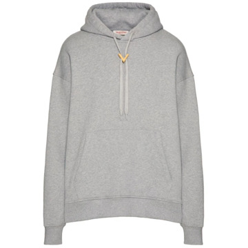 Valentino Logo Hoodie met Koordjes Lange Mouwen Voorzakken Rechte Zoom Valentino , Gray , Heren - L,M,S