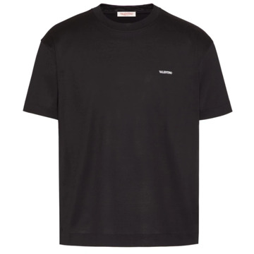Valentino Zwarte Logo Print T-shirts en Polos Valentino , Black , Heren - L,M,S