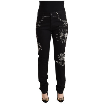 Valentino Zwarte Versierde Mid-Taille Denim Jeans Valentino , Black , Dames - W30