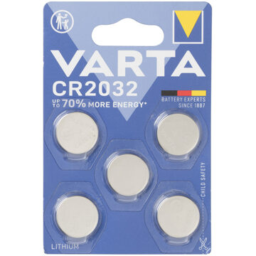Varta Batterij Varta knoopcel CR2032 lithium blister a 5stuk