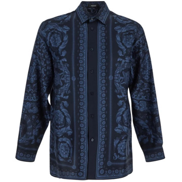 Versace Zijden Barocco Shirt Versace , Blue , Heren - L,S