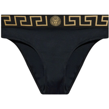 Versace Zwarte Zee Zwemkleding Hoog Gesneden Versace , Black , Dames - Xl,L,M