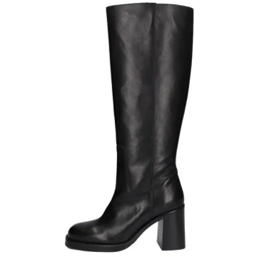 Via Vai Zwarte Leren Kniehoge Laarzen Avery Via Vai , Black , Dames - 40 Eu,41 EU