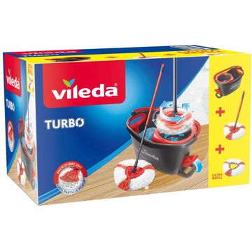 Vileda TURBO Vloerwisserset + 1 Mop Grijs, Rood