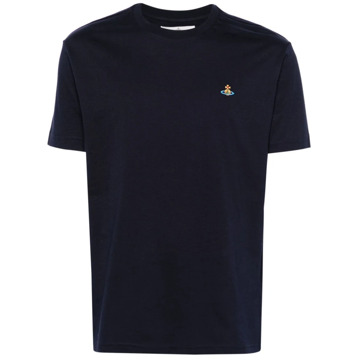 Vivienne Westwood Blauw Jersey T-shirt met Orb Logo Vivienne Westwood , Blue , Dames - L,M,S,Xs