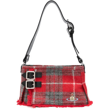 Vivienne Westwood Rode Wol Tartan Handtas met Orb Logo Vivienne Westwood , Red , Dames - ONE Size