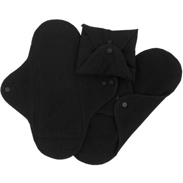 wasbaar maandverband - 3 stuks - Normaal - Zwart