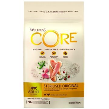 Wellness Core Sterilised Original Adult - Kattenvoer - Kip - Kalkoen - 4 kg