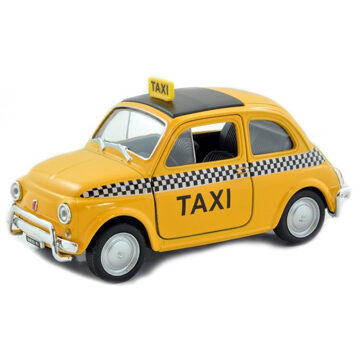 Welly Modelauto Fiat 500 taxi geel schaal 1:24/12 x 5,5 x 5,5 cm - Speelgoed auto's Multikleur