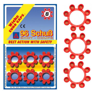 Wicke Euro Caps Speelgoed plaffertjes 8 schots - 12x ringen - voor plaffer pistool/revolver