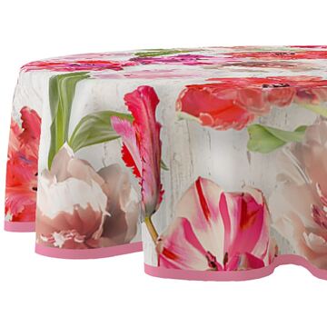 Wicotex Tafelkleed rond tulpen Ø160cm PVC rood