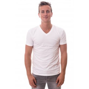 Wit V-hals Heren T-shirt 2-Pack - XL