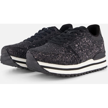 Woden Ronja Glitter Plateau Sneakers zwart - 36,37,38,39,40,41,42