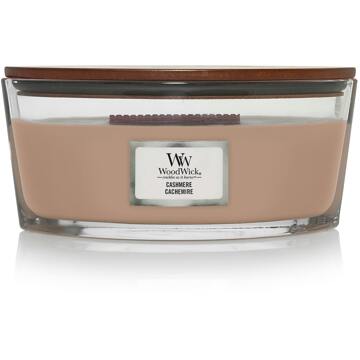 WoodWick Geurkaars Ellipse Cashmere - 9 cm / 19 cm Bruin