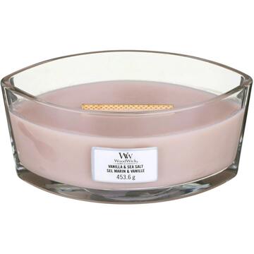 WoodWick Geurkaars Ellipse Vanilla & Sea Salt - 9 cm / 19 cm Roze