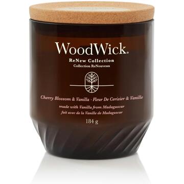 WoodWick Geurkaars Medium - ReNew - Cherry Blossom & Vanille - 9.5 cm / ø 8 cm Bruin