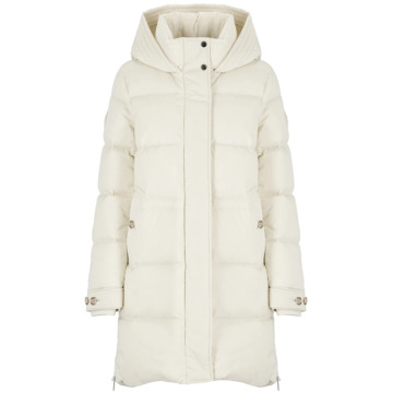 Woolrich Ivoor Parka met Hoge Kraag en Capuchon Woolrich , Beige , Dames - L,Xs