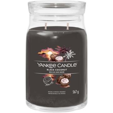 Yankee Candle Geurkaars Large - met 2 lonten - Black Coconut - 16 cm / ø 9 cm Zwart