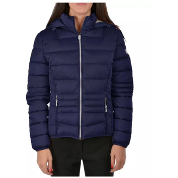 Yes Zee Blauwe Jas met Trekkoord Capuchon en Ritssluiting YES ZEE , Blue , Dames - L