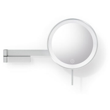 ZACK LINEA Make-up Spiegel - 38x26x8cm - 5x vergrotend - LED verlichting - mat geborsteld RVS 40582 RVS geborsteld