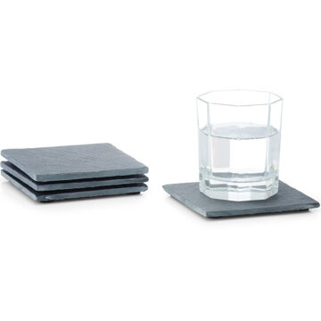 Zeller Glazenonderzetters - 4x stuks - grijs - leisteen - 10 cm