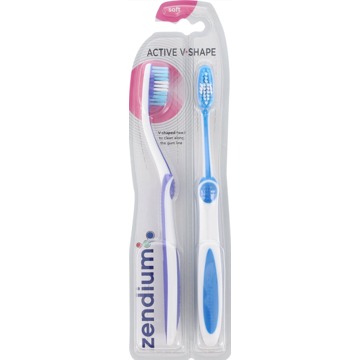 Zendium Tandenborstel Zendium V-Vorms Zachte 2-Pak Tandborstel 2 st